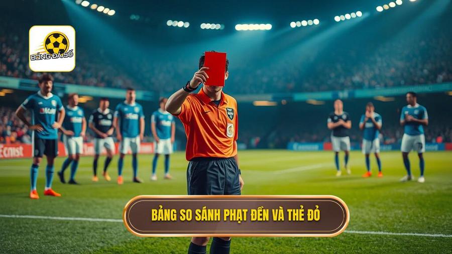 Bảng so sánh các tình huống xử lý phạt đền và thẻ đỏ
